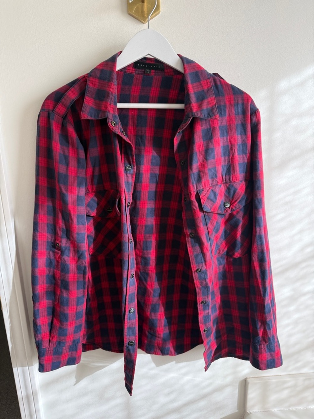 Sanctuary Red and Black Plaid Shirt